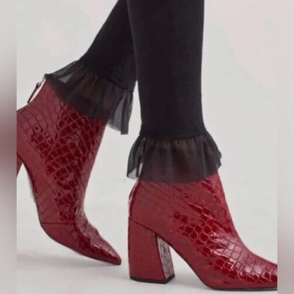 7 For All Mankind Blair Denim The Ankle Skinny Black Jeans w/Ruffle Hem NWT 25 - Picture 3 of 7